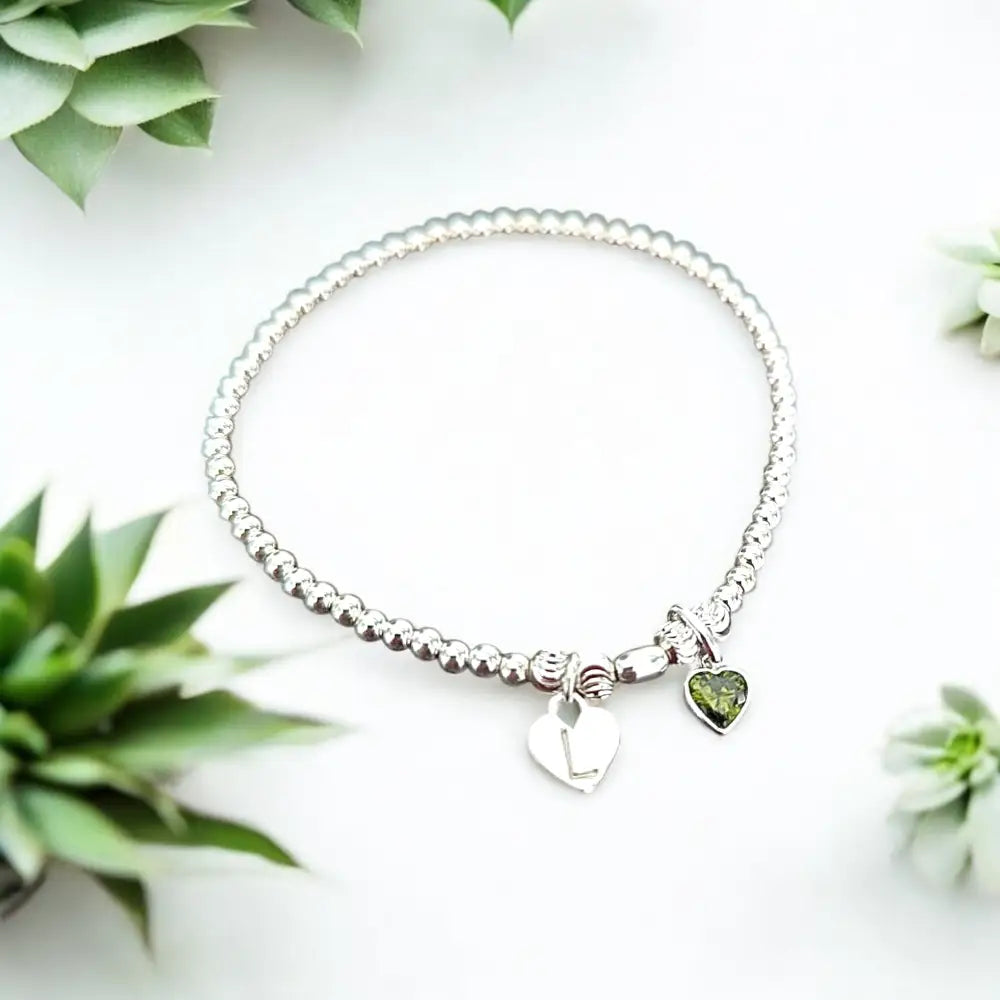 Sterling Silver Initial and Birthstone Family Bracelet Bracelets
