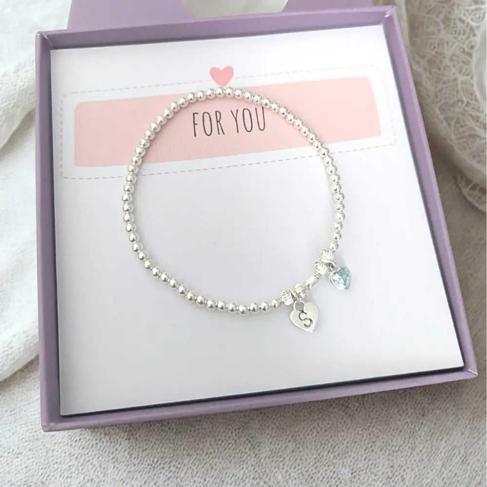 Sterling Silver Initial and Birthstone Family Bracelet - Bracelets