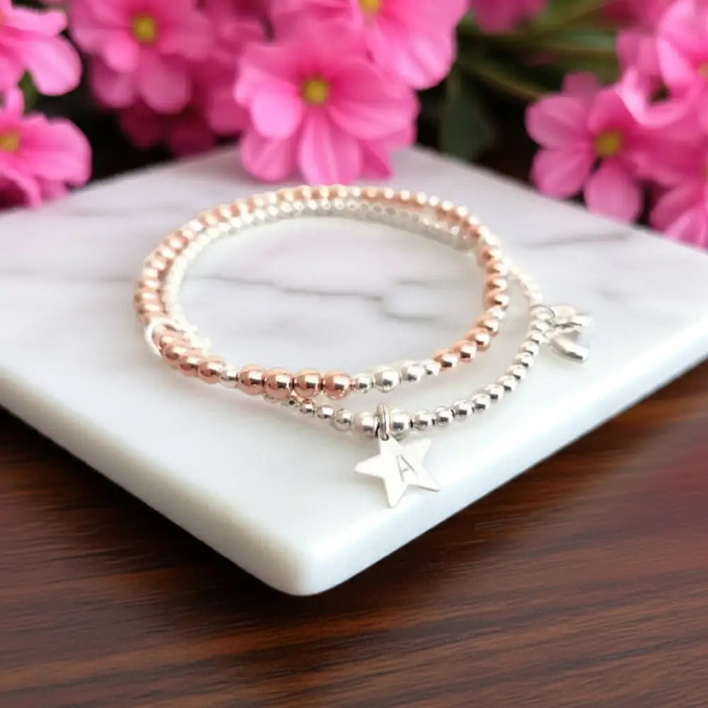 Sterling Silver Initial Double Bracelet - Bracelets