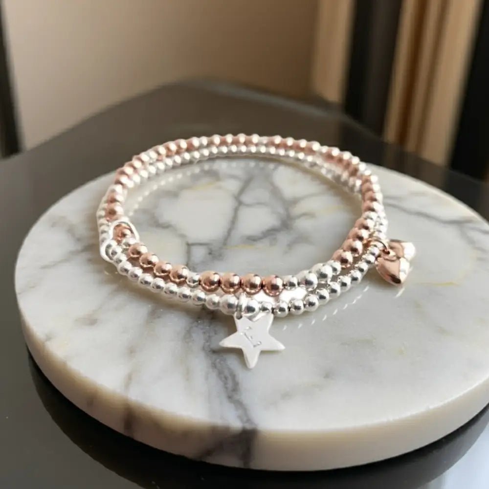 Sterling Silver Initial Double Bracelet - Bracelets