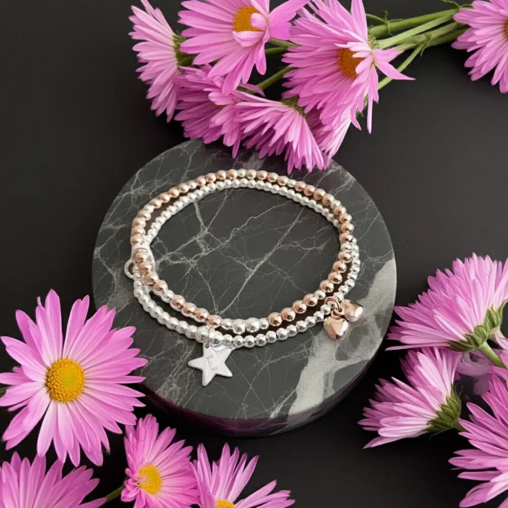 Sterling Silver Initial Double Bracelet - Bracelets