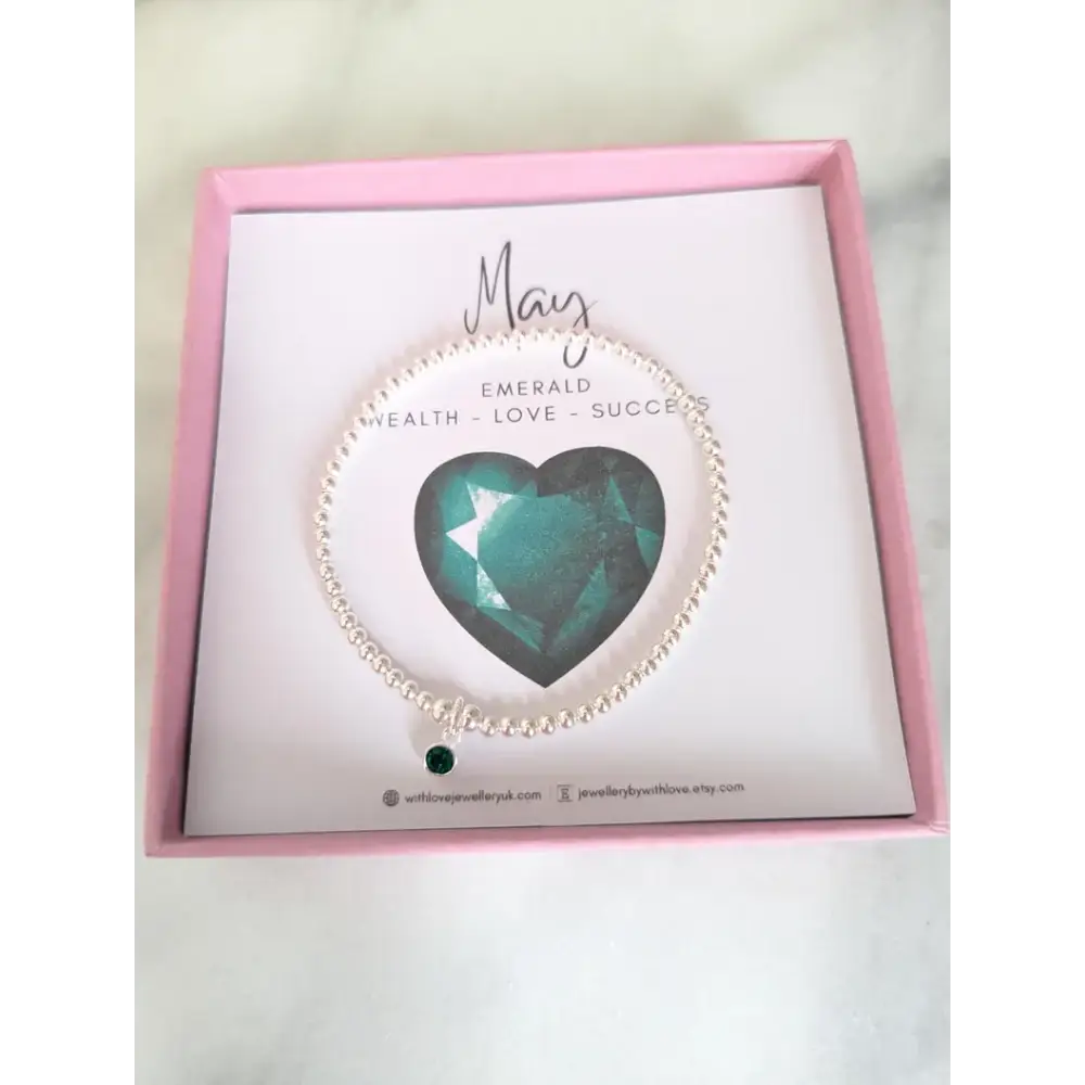Sterling Silver May Birthday Bracelet (Emerald) - Bracelet - Bracelets