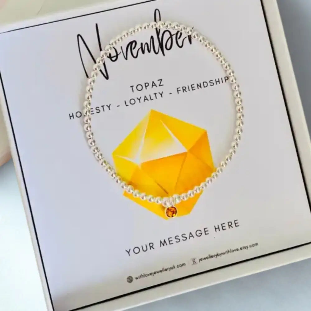 Sterling Silver November Birthstone Bracelet (Topaz)