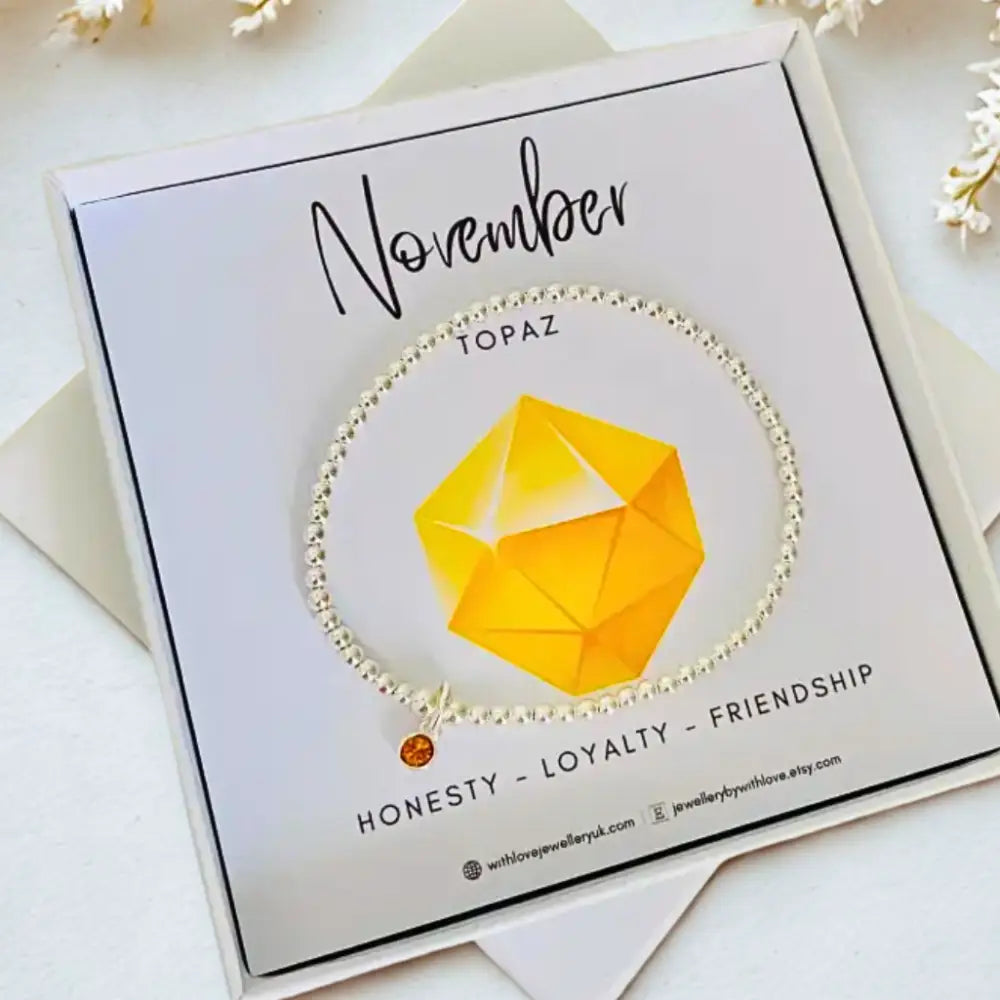 Sterling Silver November Birthstone Bracelet (Topaz)