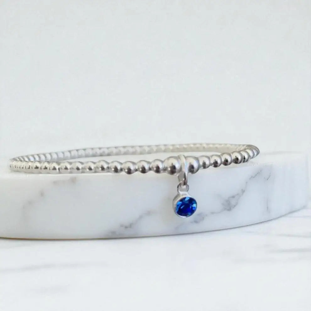 Sterling Silver September Birthstone Bracelet/Earrings (Sapphire) Bracelets