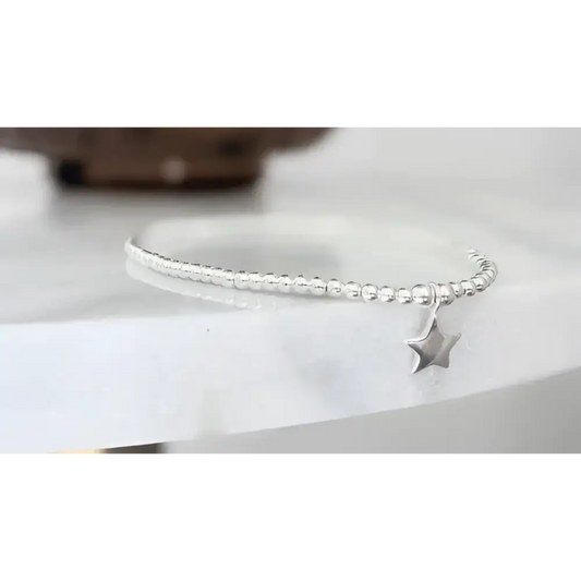 Sterling Silver Star Anklet With Love Jewellery UK