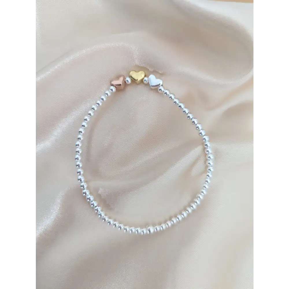 Sterling Silver Three Heart Bracelet - Bracelets