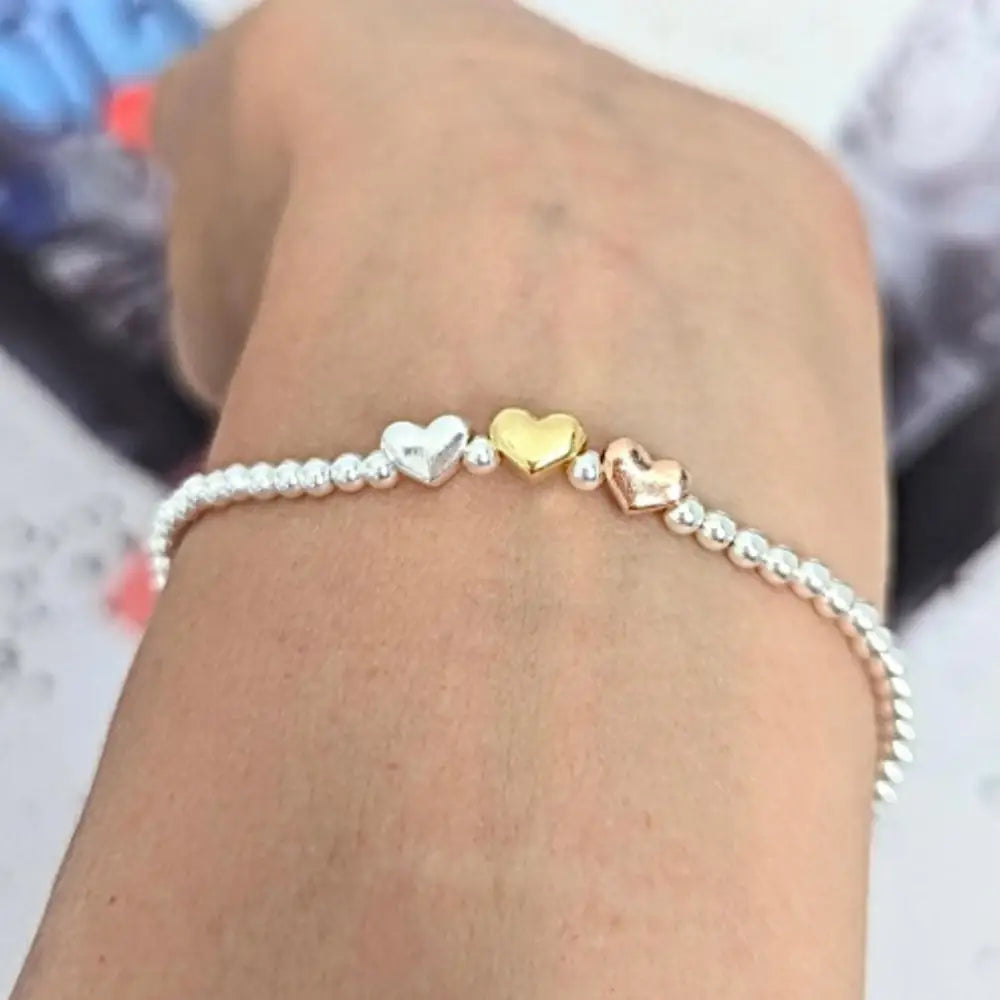 Sterling Silver Three Heart Bracelet Bracelets