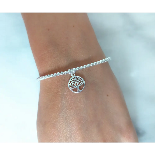 Sterling Silver Tree Of Life Bracelet With Love Jewellery UK