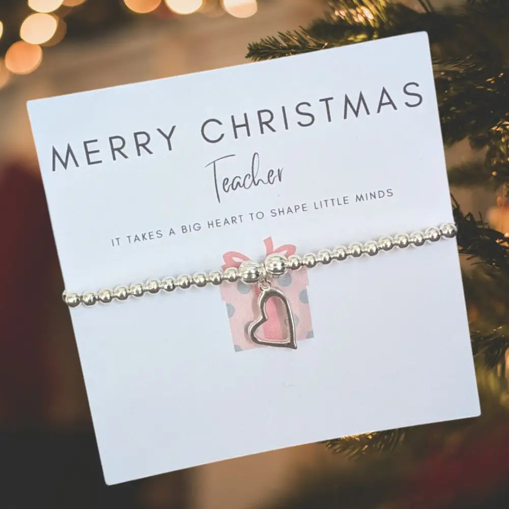Thank You Teacher/Nursery Teacher/Teaching Assistant/Childminder Silver Stretch Beaded Bracelet - Bracelets