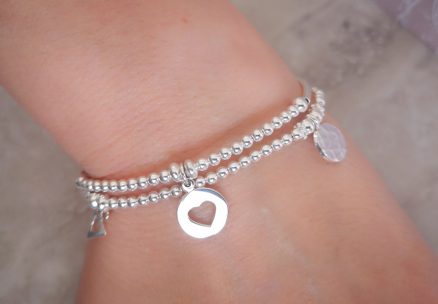 Sterling Silver Mixed Charm Silver Bracelet Set - With Love Jewellery UK