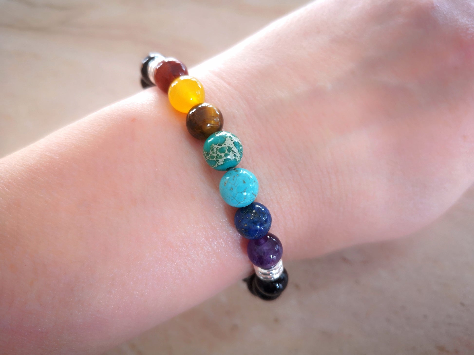 7 Chakra Healing & Sterling Silver Rings Bracelet With Love Jewellery UK