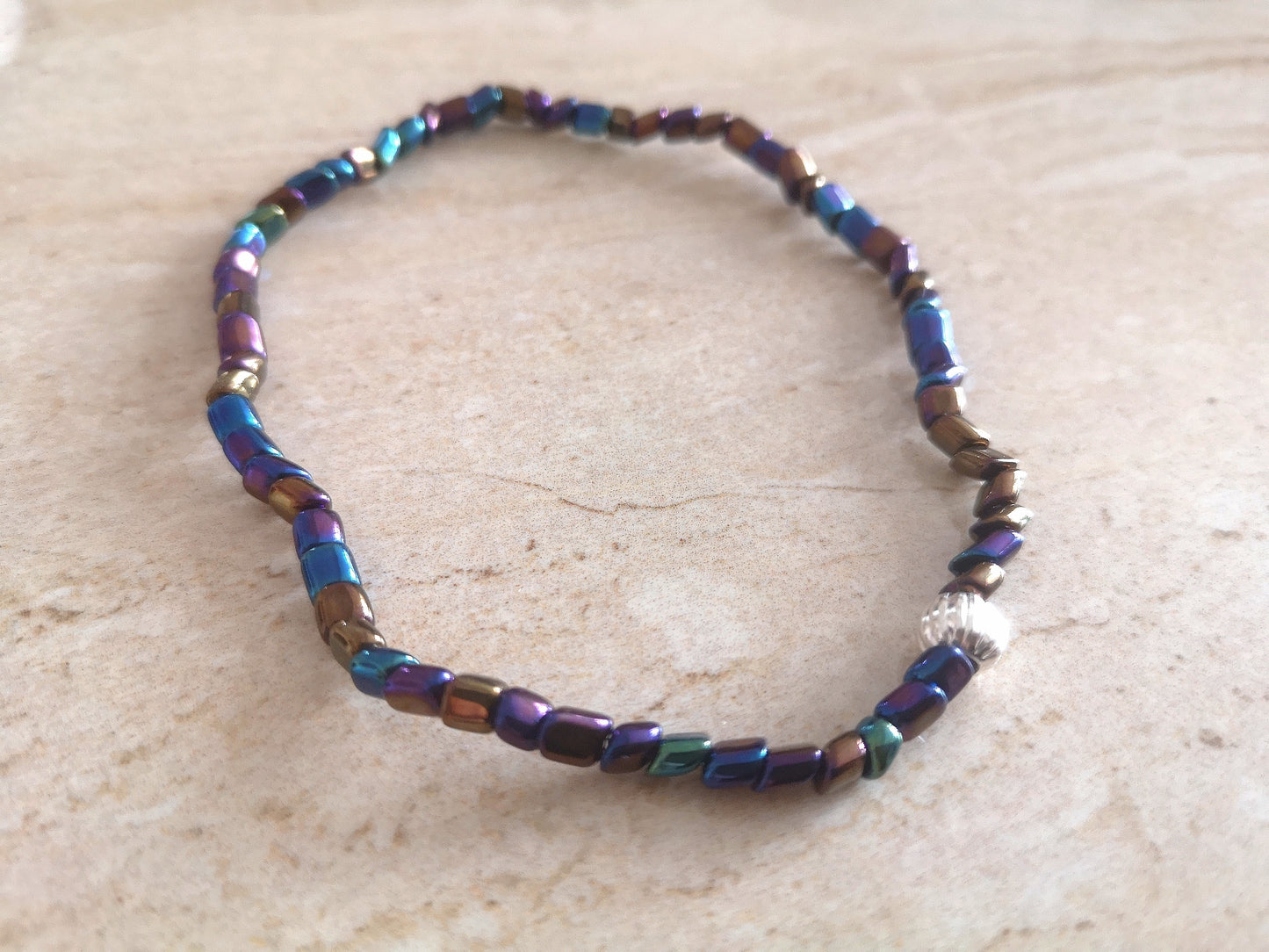 Metallic beaded stretch anklet - With Love Jewellery UK