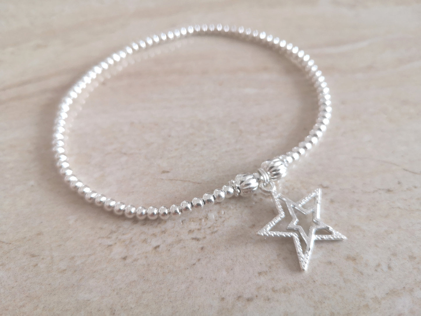 Star Stretch Anklet With Love Jewellery UK