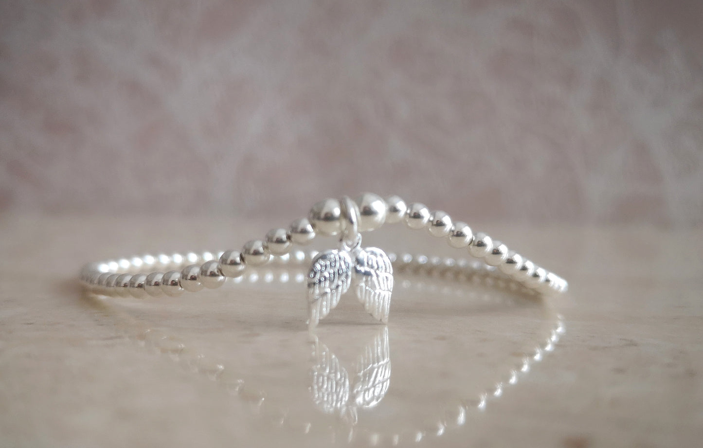 Sterling Silver Angel Wings Beaded Bracelet/Anklet - With Love Jewellery UK