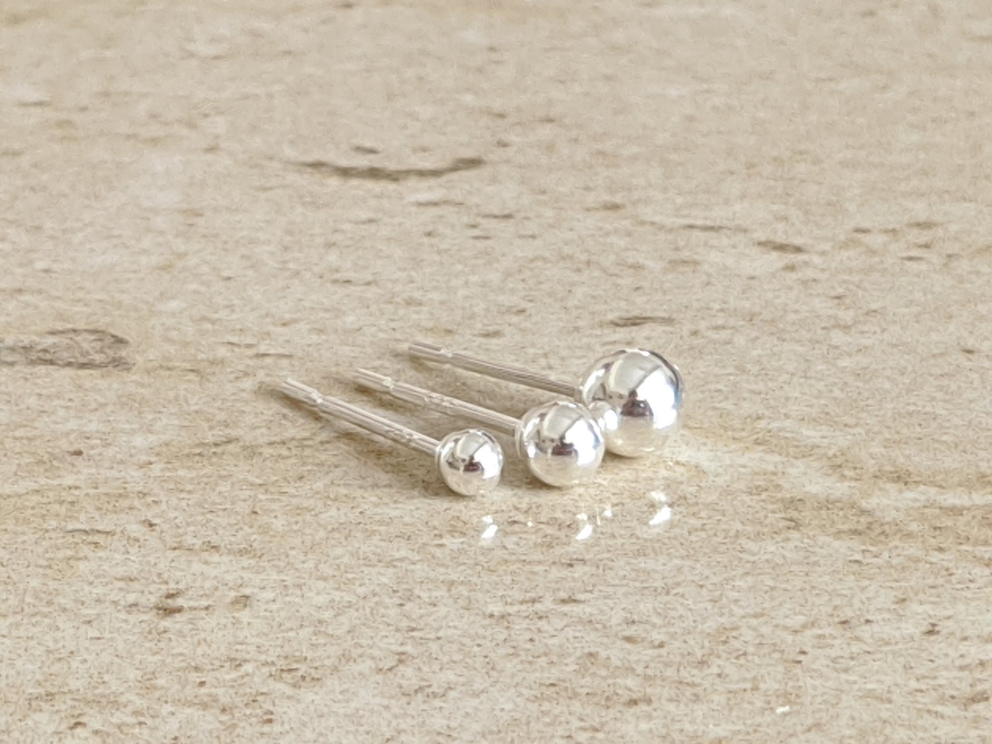Silver Ball Studs - With Love Jewellery UK