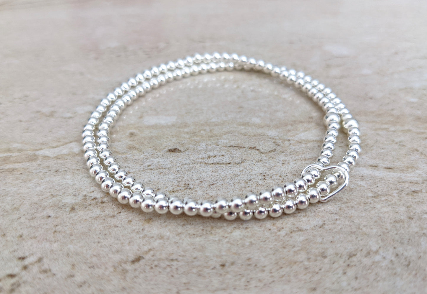 Sterling Silver Double Heart Bracelet With Love Jewellery UK