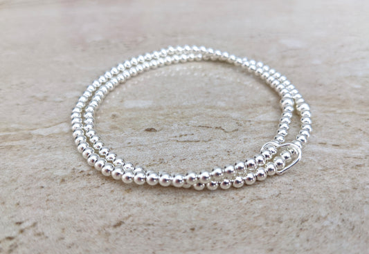 Sterling Silver Double Heart Bracelet - With Love Jewellery UK