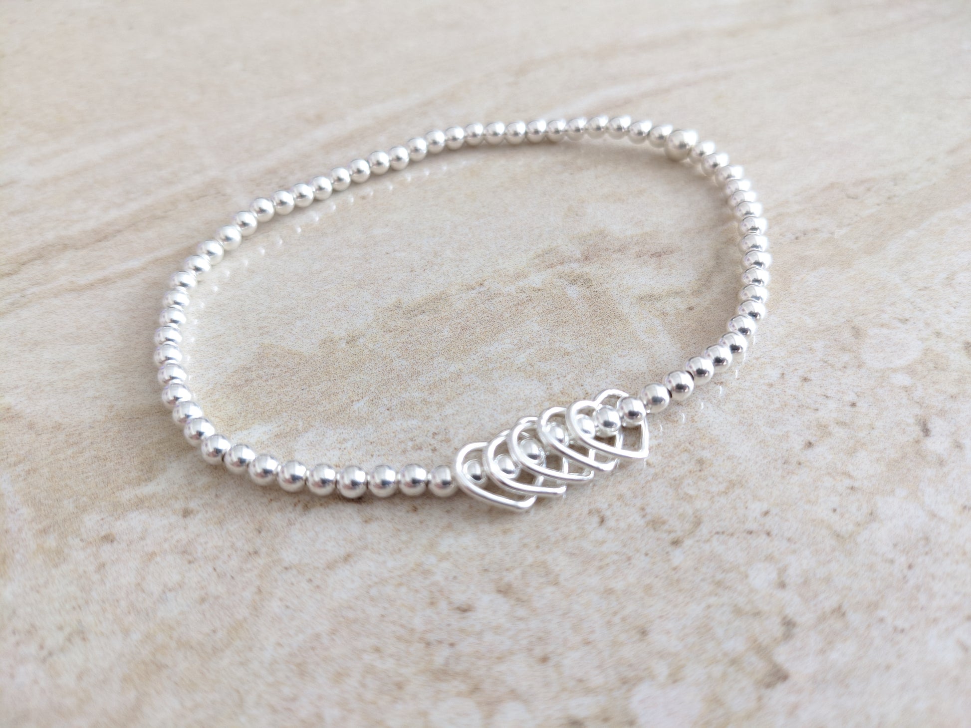 Sterling Silver Heart Birthday Bracelet - With Love Jewellery UK