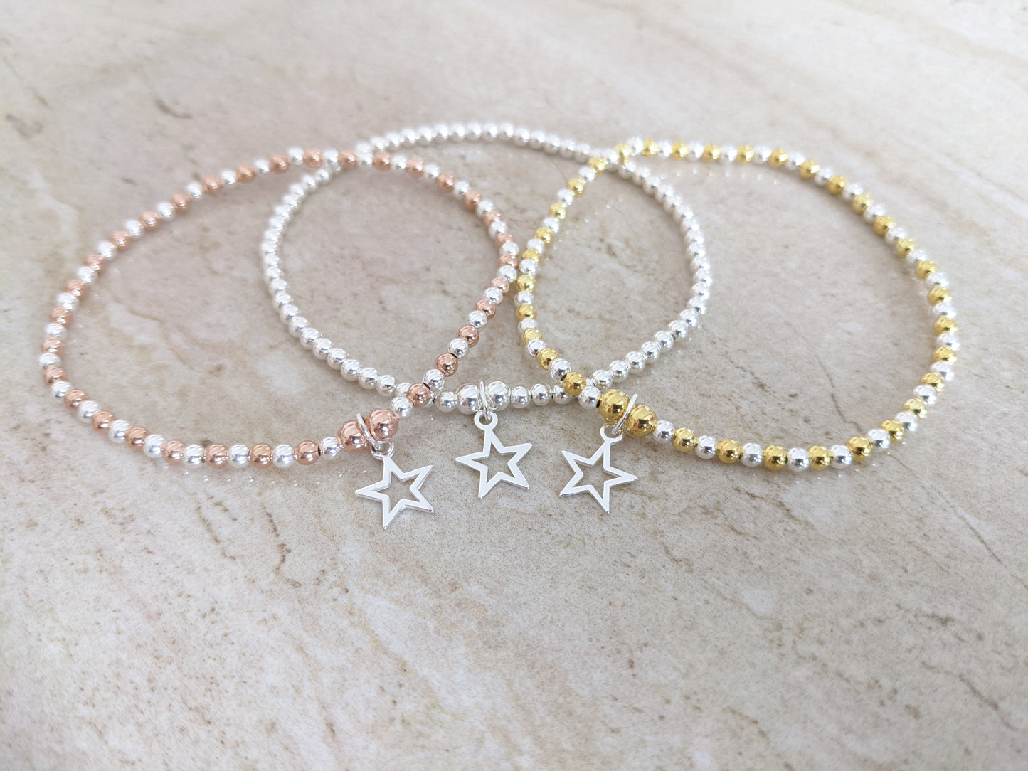 Sterling Silver Star Bracelet With Love Jewellery UK