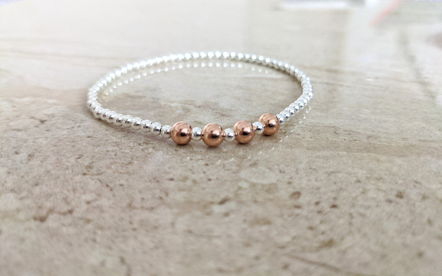 Sterling Silver Beaded Birthday Bracelet (20th, 30th, 40th, 50th, 60th, 70th, 80th or 90th birthday) With Love Jewellery UK