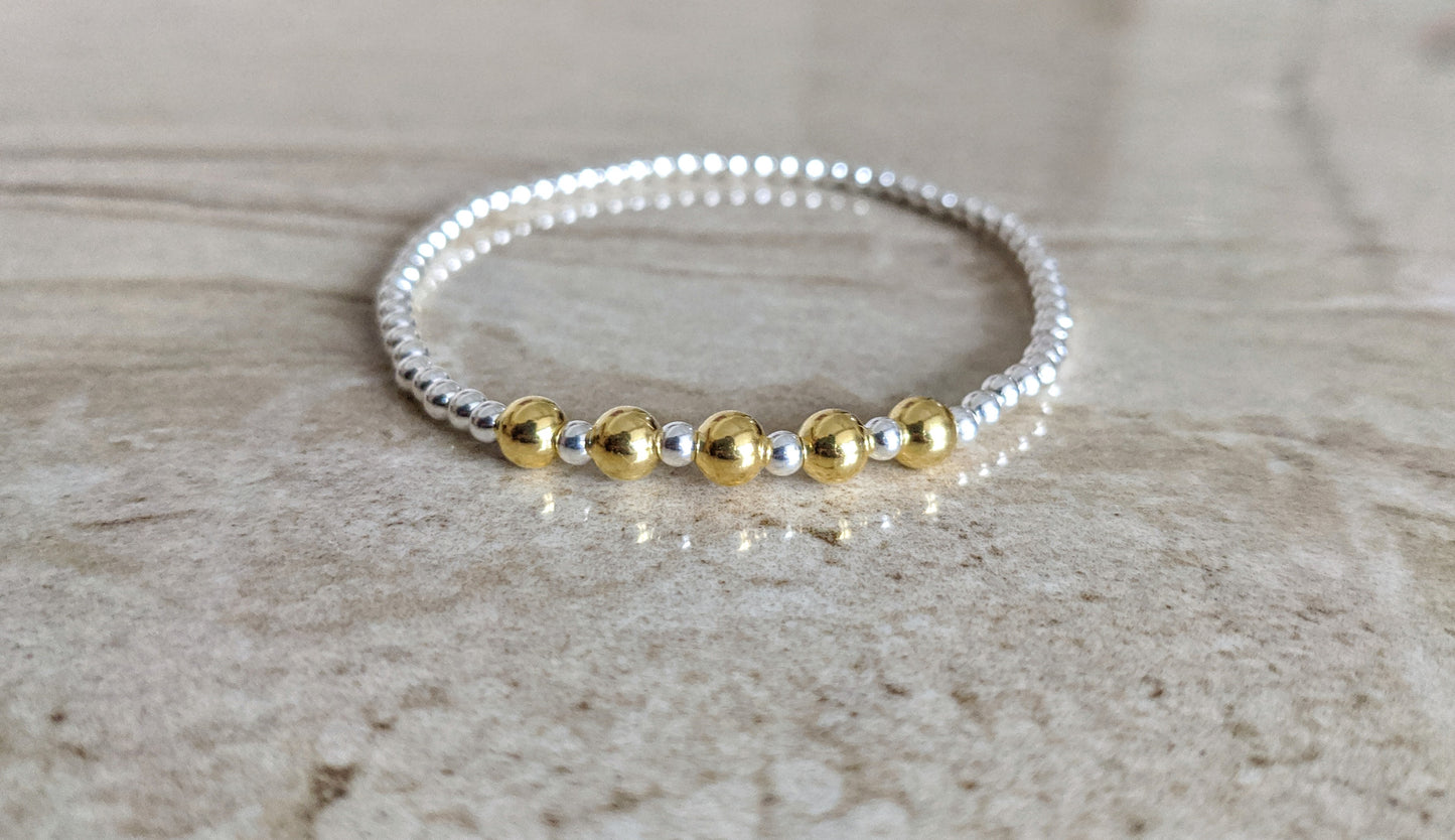 Sterling Silver Beaded Birthday Bracelet (20th, 30th, 40th, 50th, 60th, 70th, 80th or 90th birthday) With Love Jewellery UK