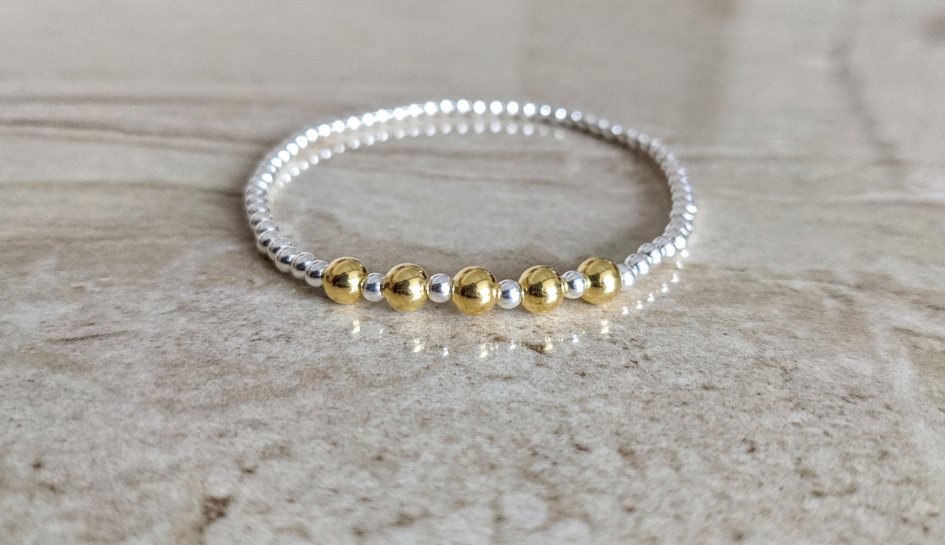 Sterling Silver Beaded Birthday Bracelet (20th, 30th, 40th, 50th, 60th, 70th, 80th or 90th birthday) With Love Jewellery UK