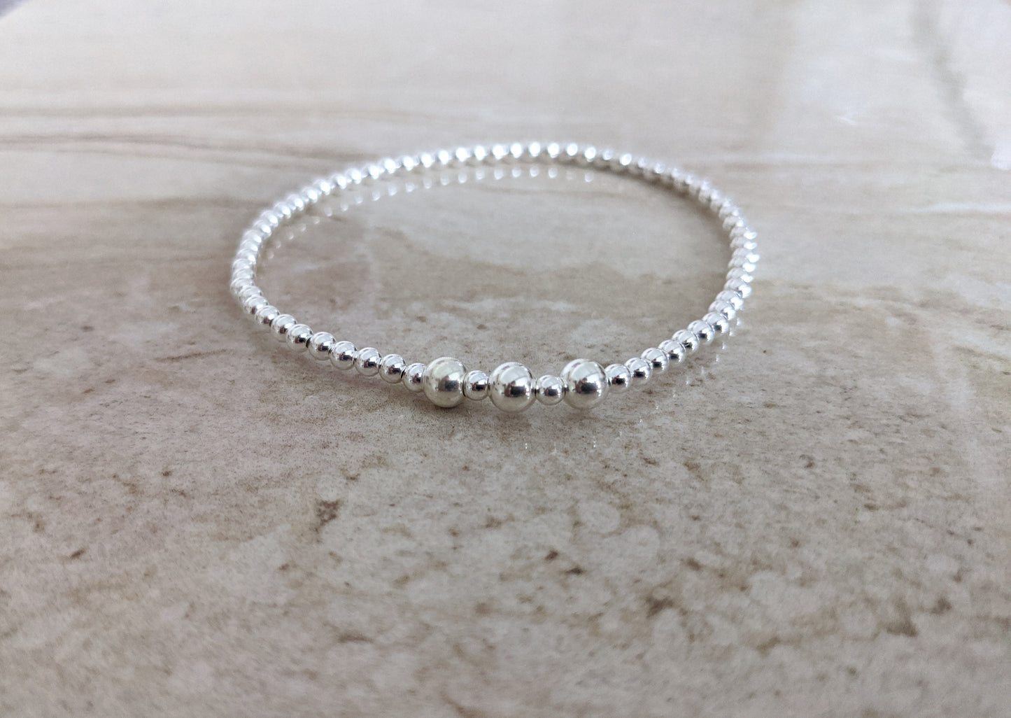 Sterling Silver Beaded Birthday Bracelet (20th, 30th, 40th, 50th, 60th, 70th, 80th or 90th birthday) With Love Jewellery UK