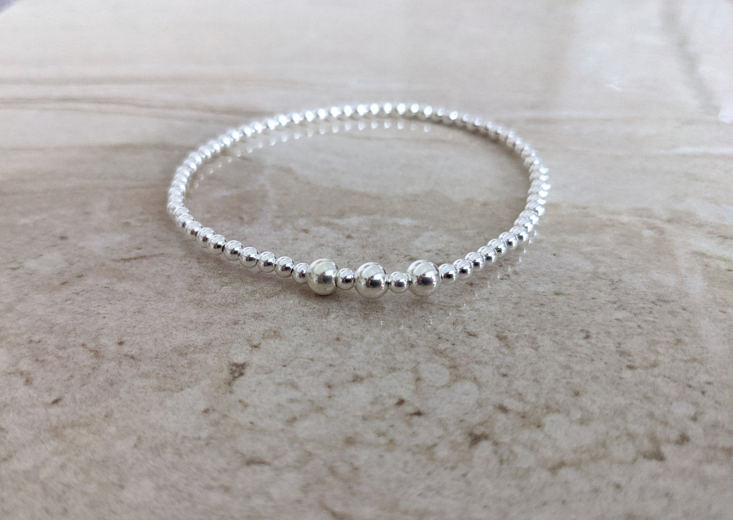 Sterling Silver Beaded Birthday Bracelet - With Love Jewellery UK