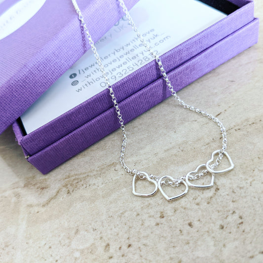 Sterling Silver Heart Birthday Necklace - With Love Jewellery UK