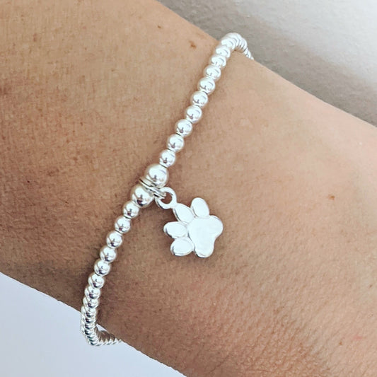 Sterling Silver Paw Print Bracelet - With Love Jewellery UK