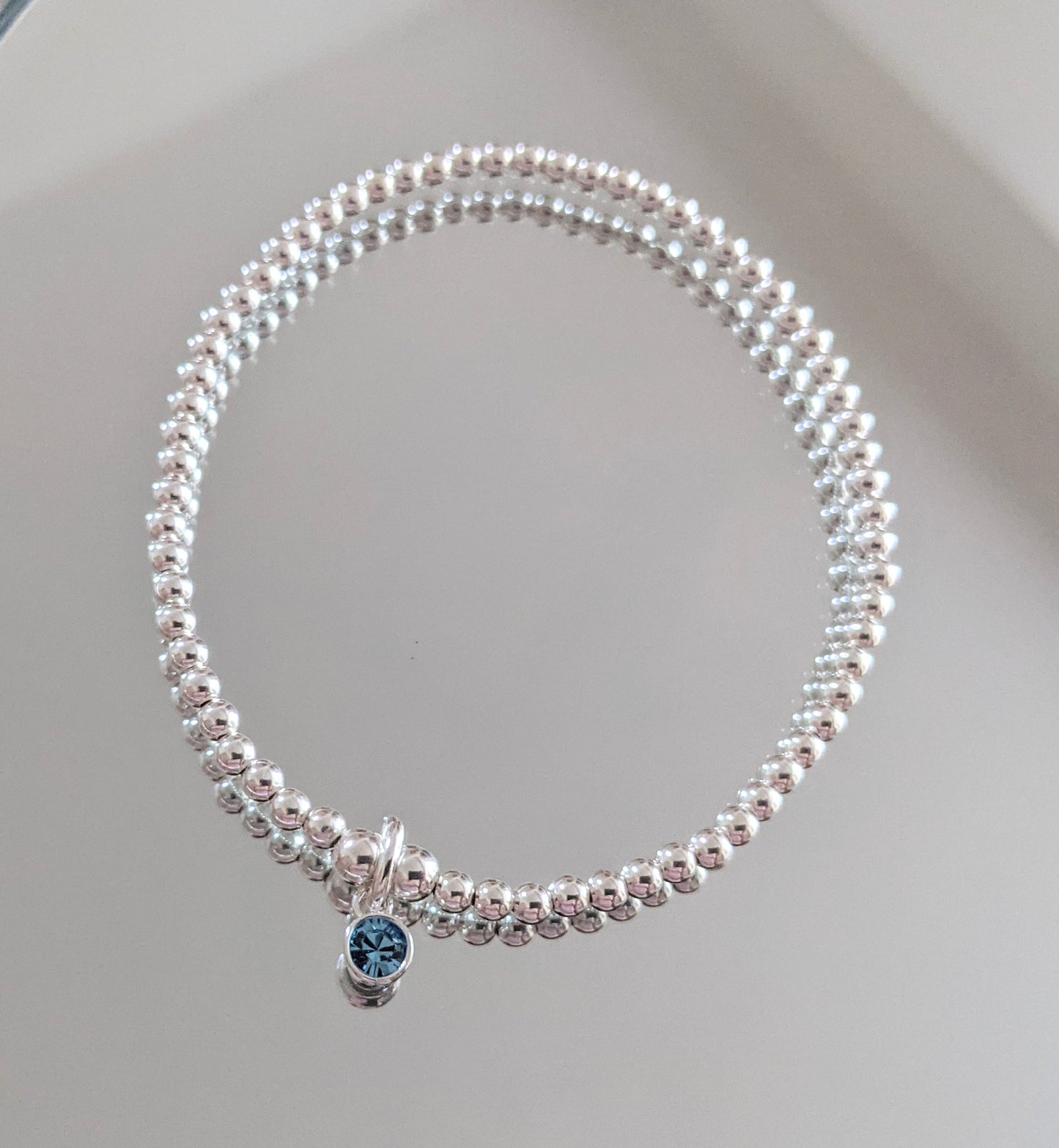 Sterling Silver March Birthday Bracelet (Aquamarine) - With Love Jewellery UK