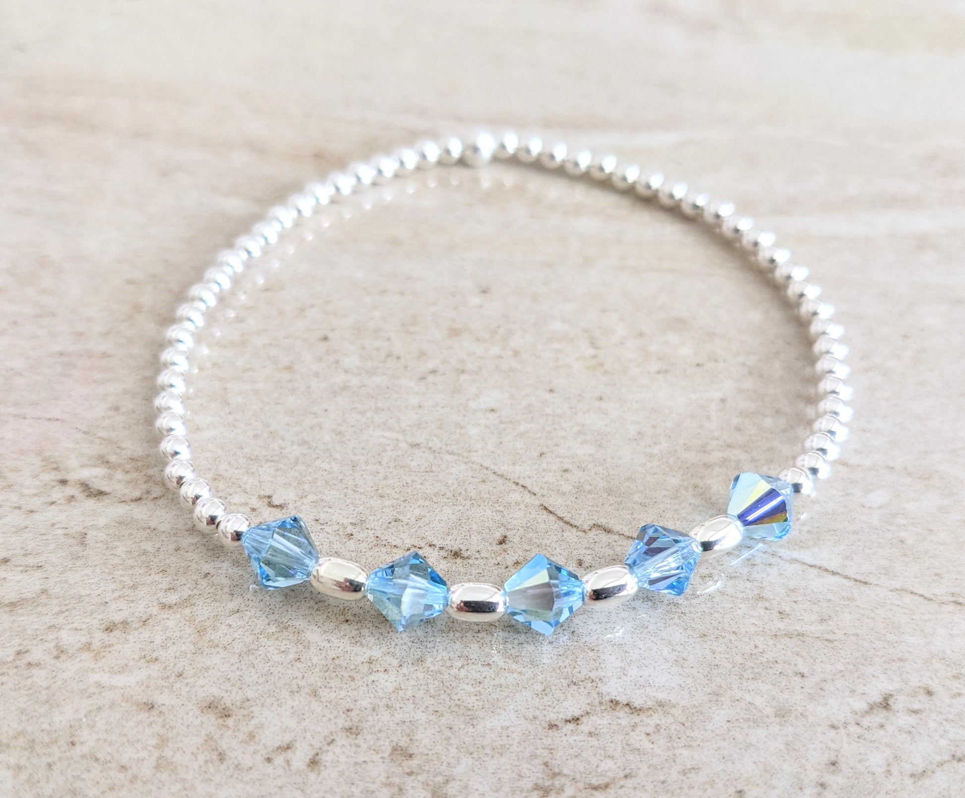 Aquamarine Birthday Bracelet - With Love Jewellery UK