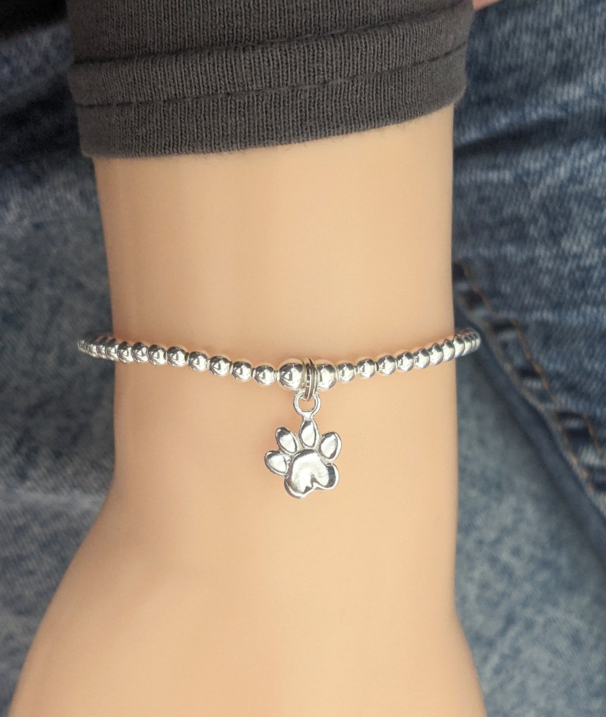 Sterling Silver Paw Print Bracelet - With Love Jewellery UK