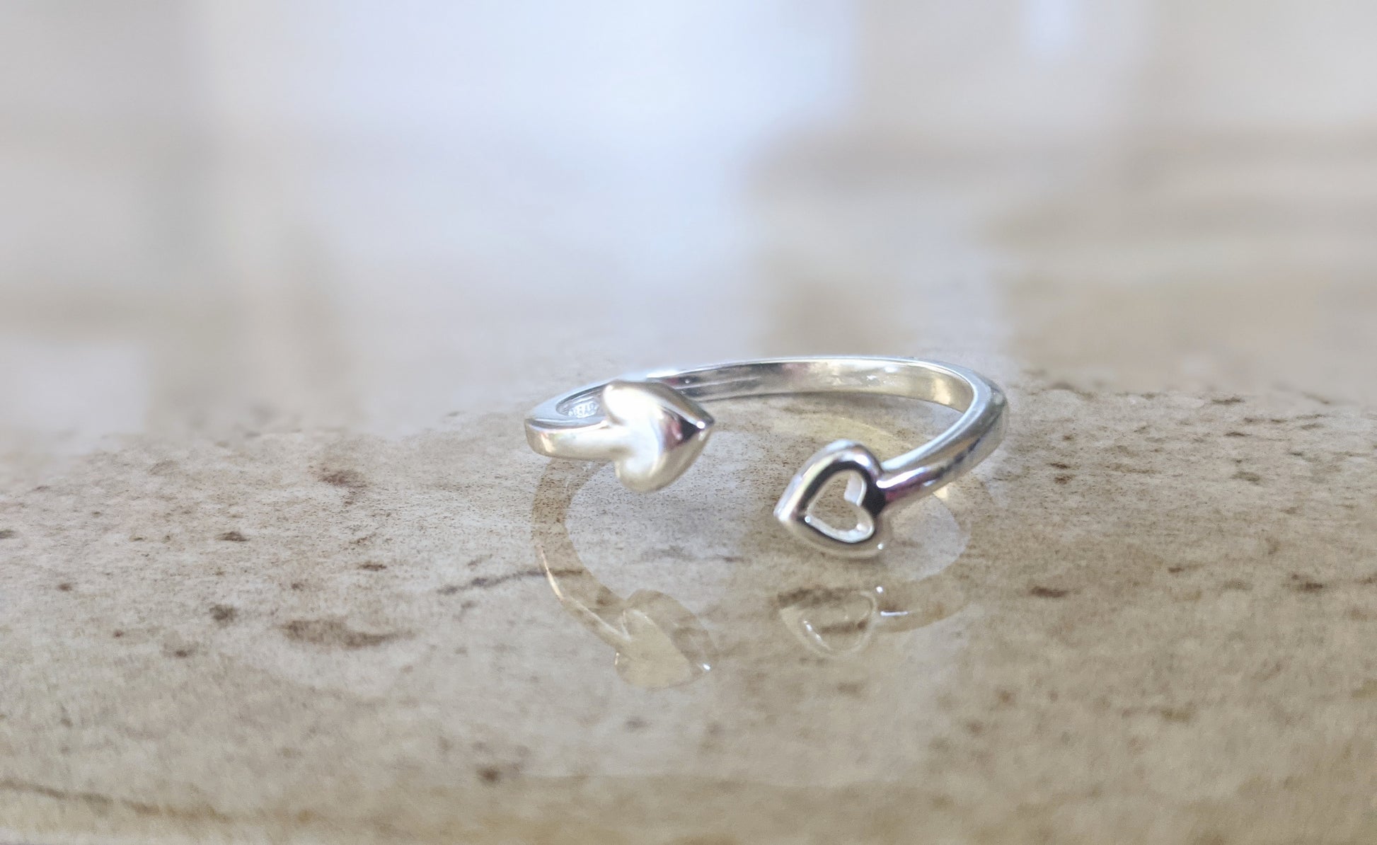 Sterling Silver Double Heart Ring - With Love Jewellery UK