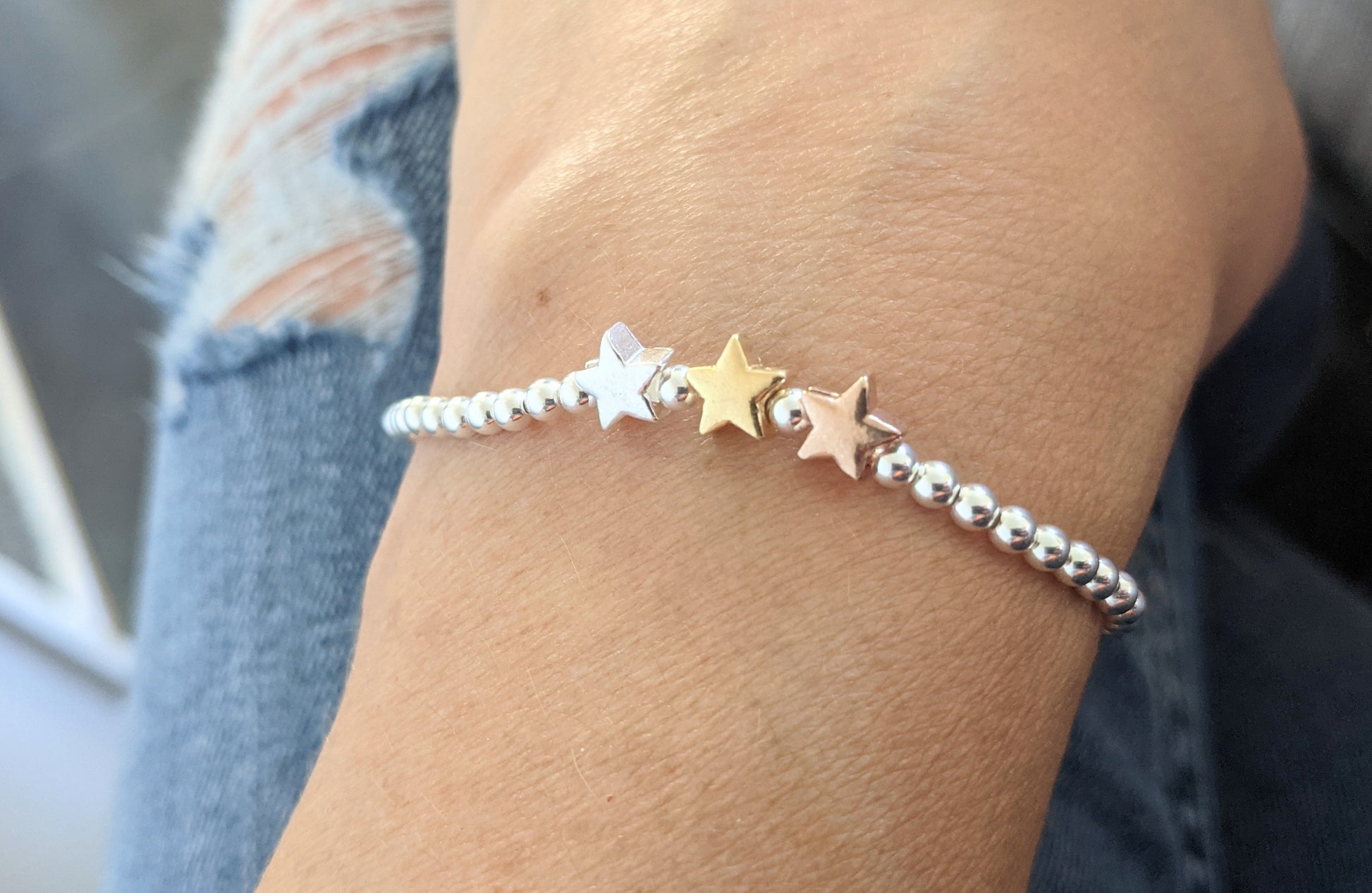 Sterling Silver Stars Bracelet - With Love Jewellery UK