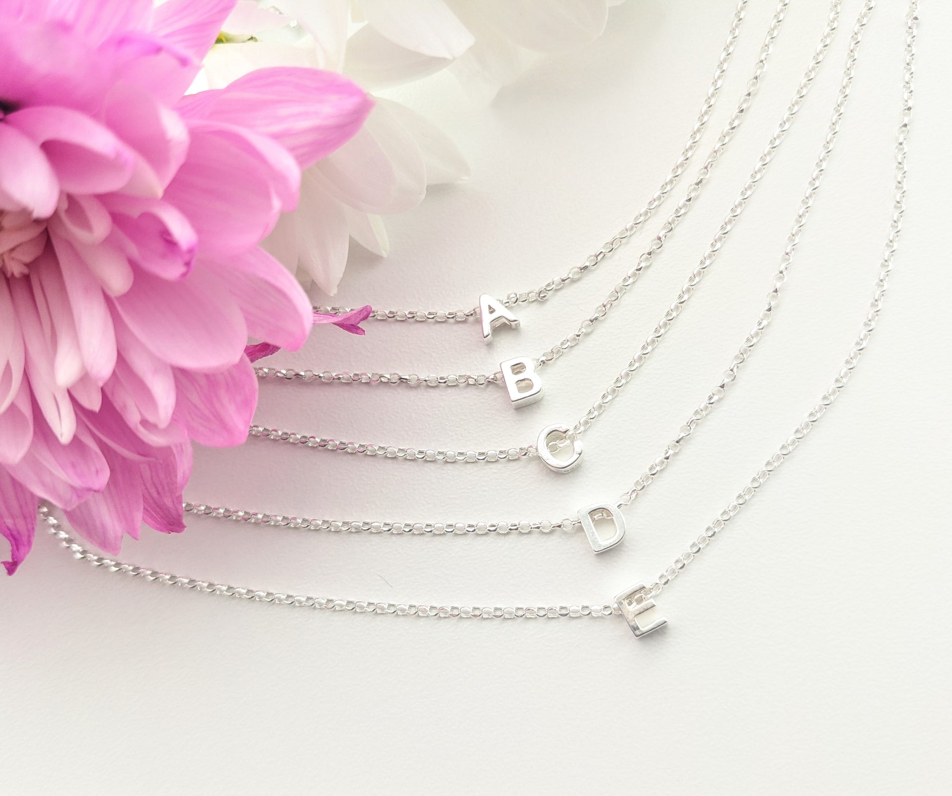 Solid White Gold Initial Disc Necklace in Gift Box
