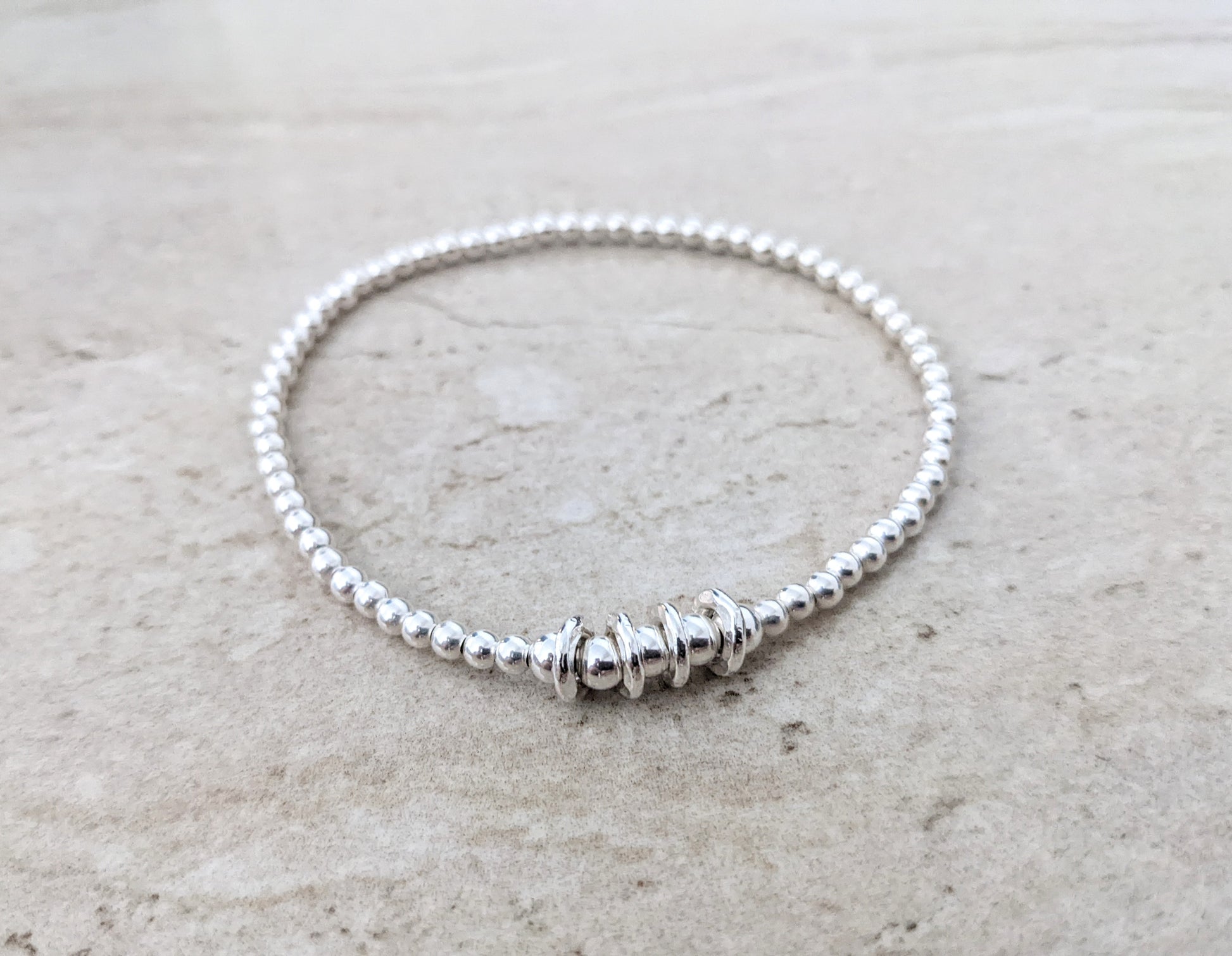 Sterling Silver Decade Rings Birthday Bracelet (20th, 30th, 40th, 50th, 60th, 70th, 80th or 90th birthday) With Love Jewellery UK