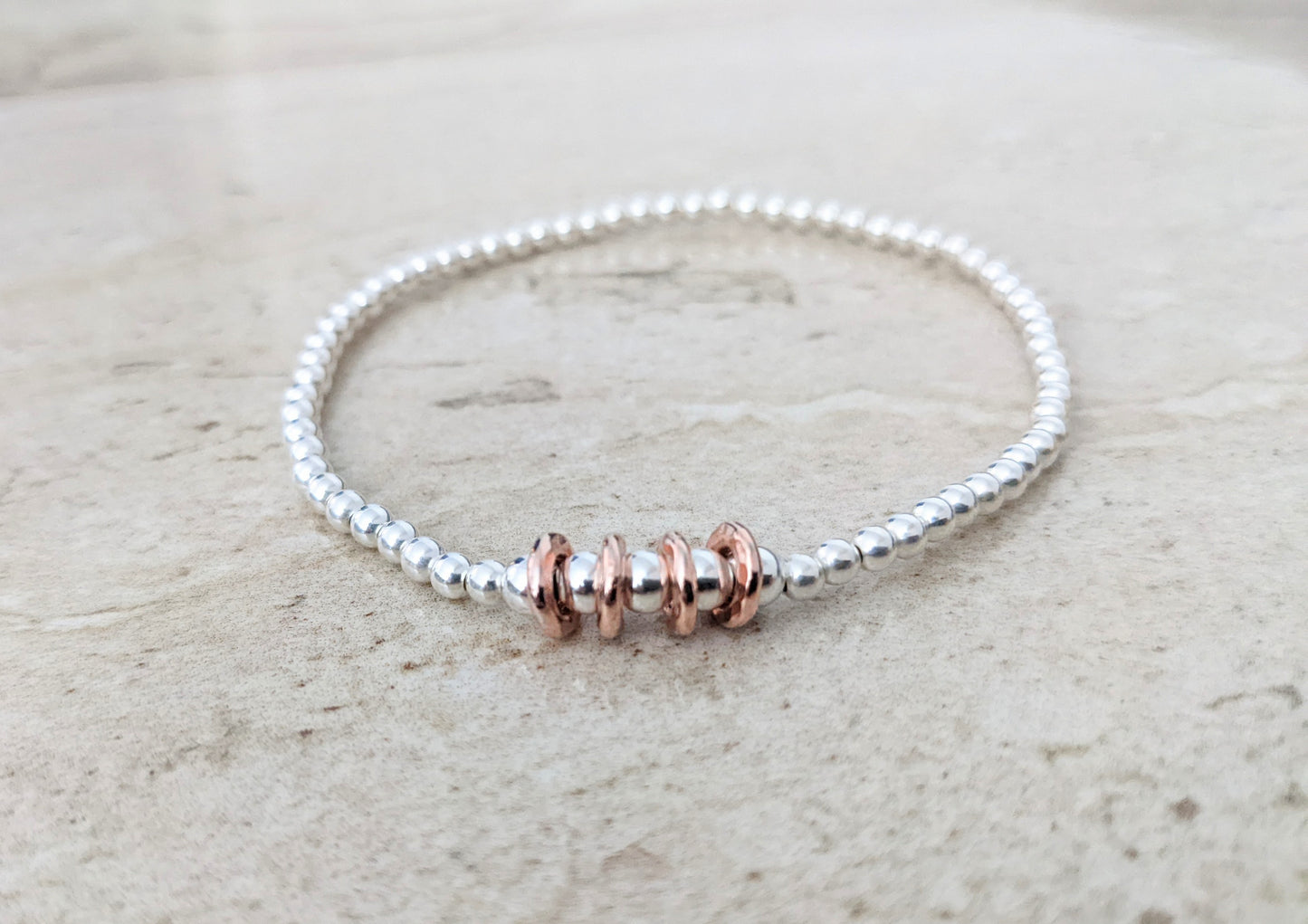 Sterling Silver Decade Rings Birthday Bracelet (20th, 30th, 40th, 50th, 60th, 70th, 80th or 90th birthday) With Love Jewellery UK