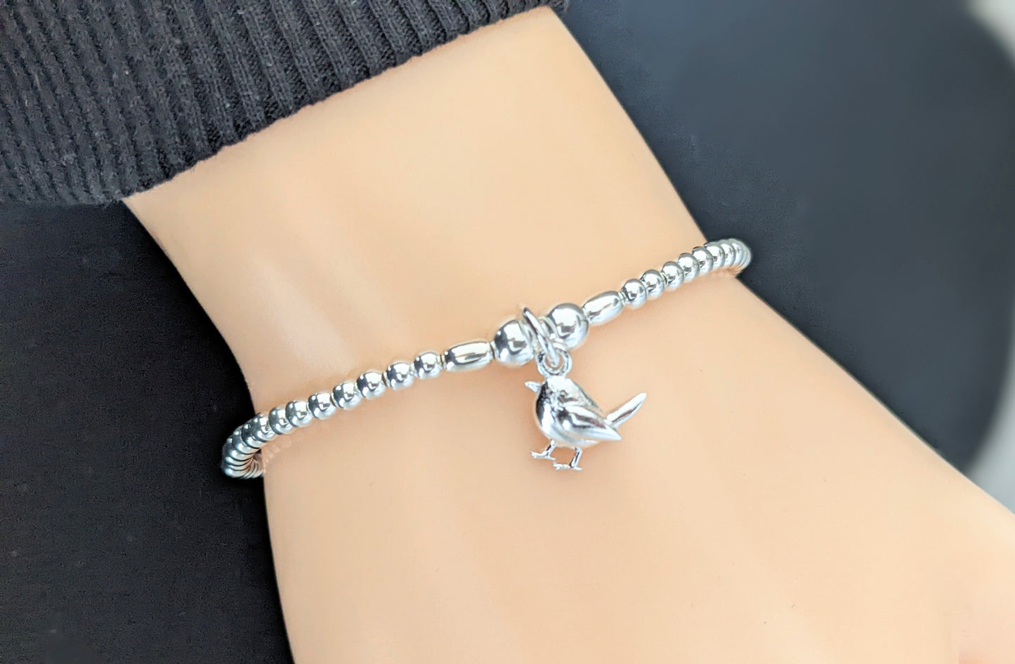 Sterling Silver Robin Bracelet - With Love Jewellery UK