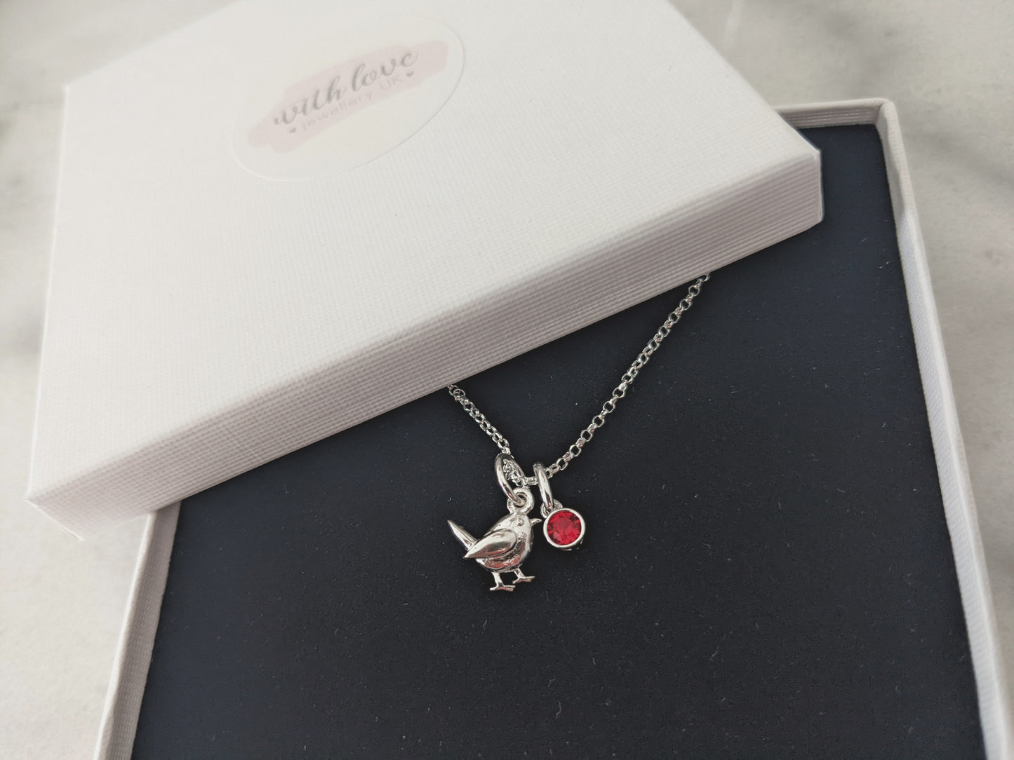 Sterling silver robin necklace - With Love Jewellery UK