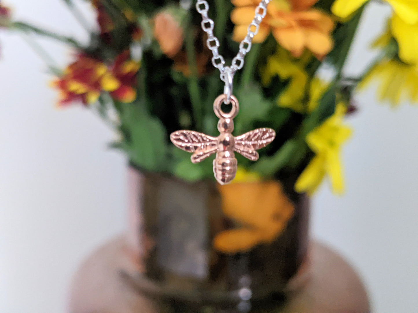 Sterling Silver Bee Necklace With Love Jewellery UK