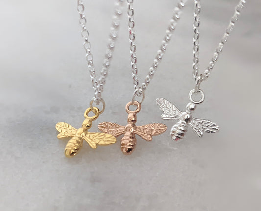 Sterling Silver Bee Necklace With Love Jewellery UK