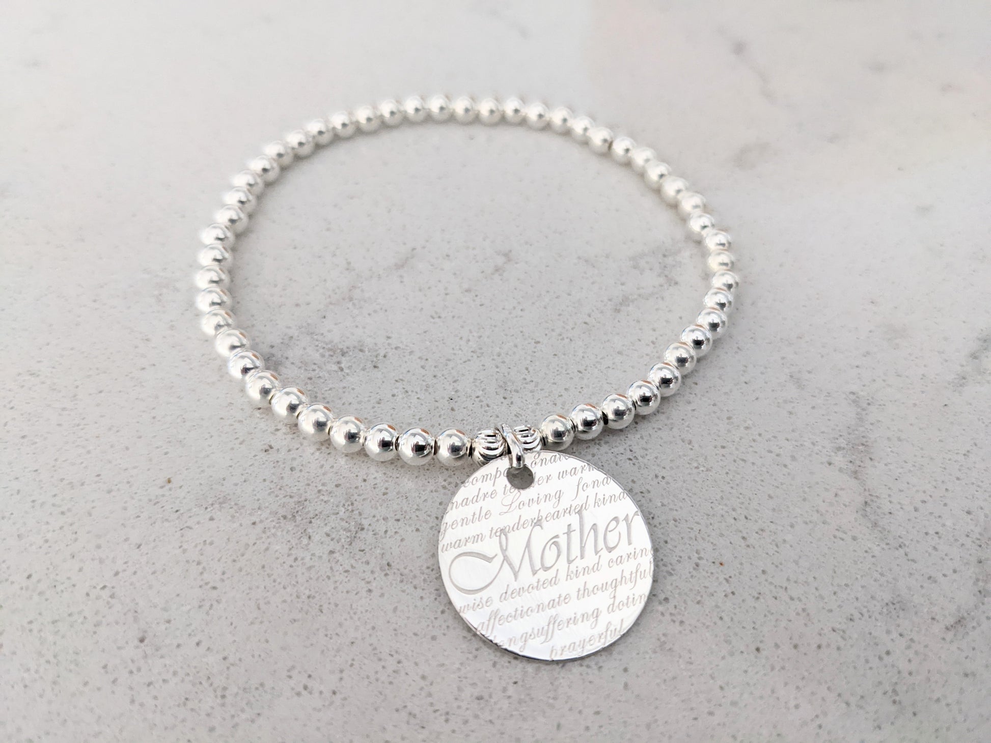 Sterling Silver Mother Bracelet With Love Jewellery UK