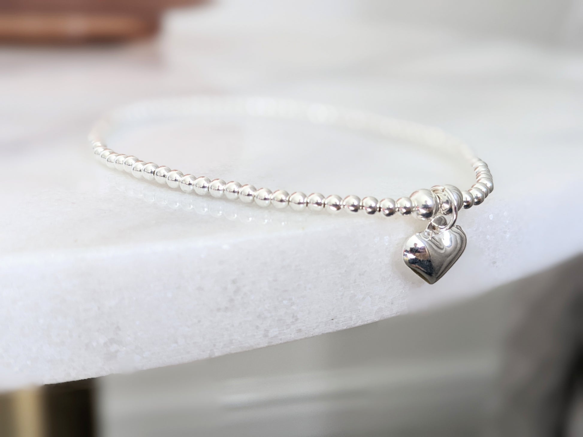 Sterling Silver Heart Anklet With Love Jewellery UK