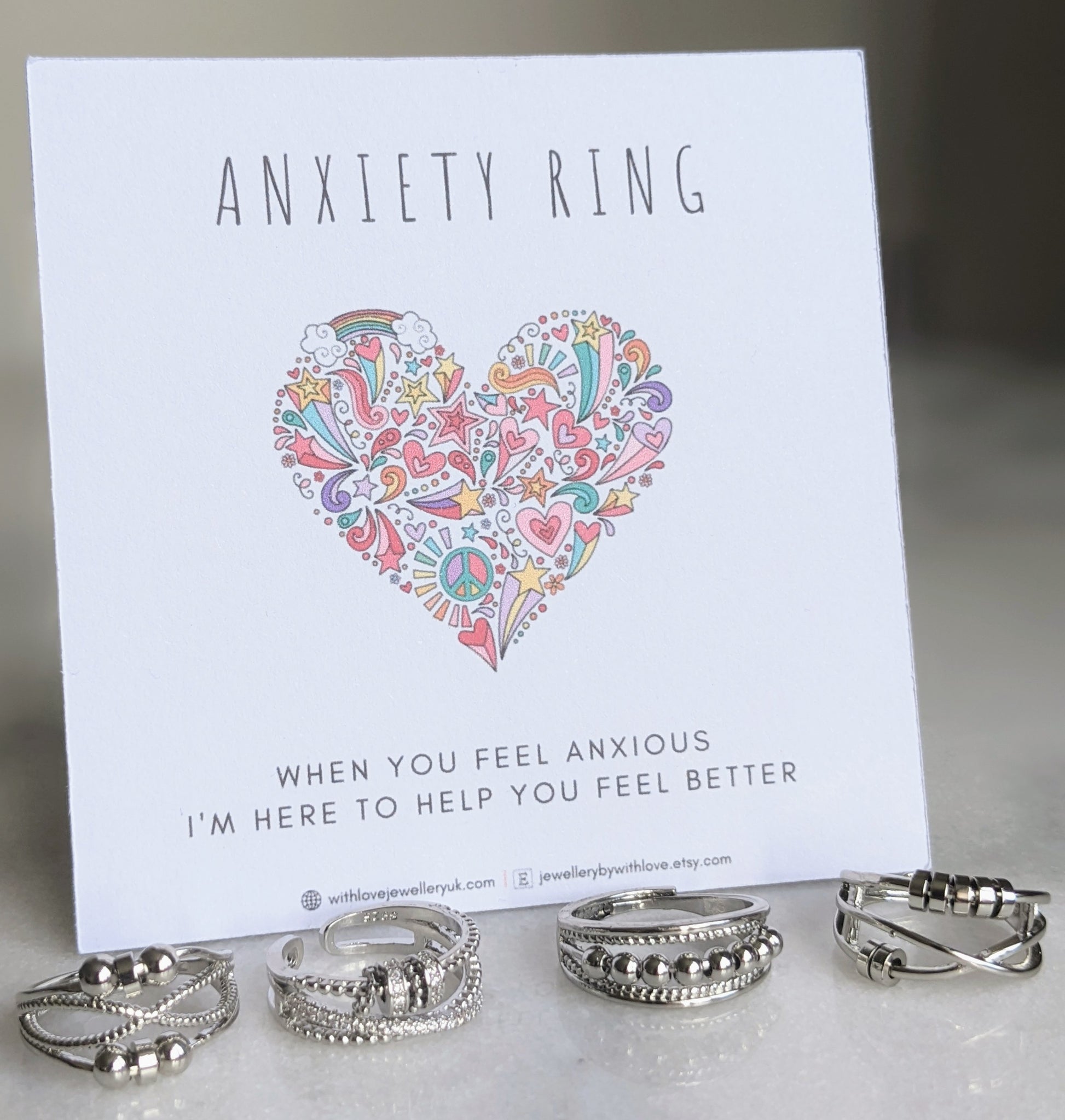 Anxiety / Fidget Rings | Free Personalised Message Card With Love Jewellery UK