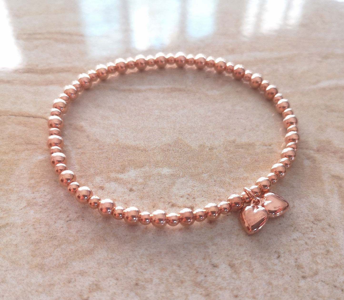 Rose Gold Hearts Bracelet - With Love Jewellery UK
