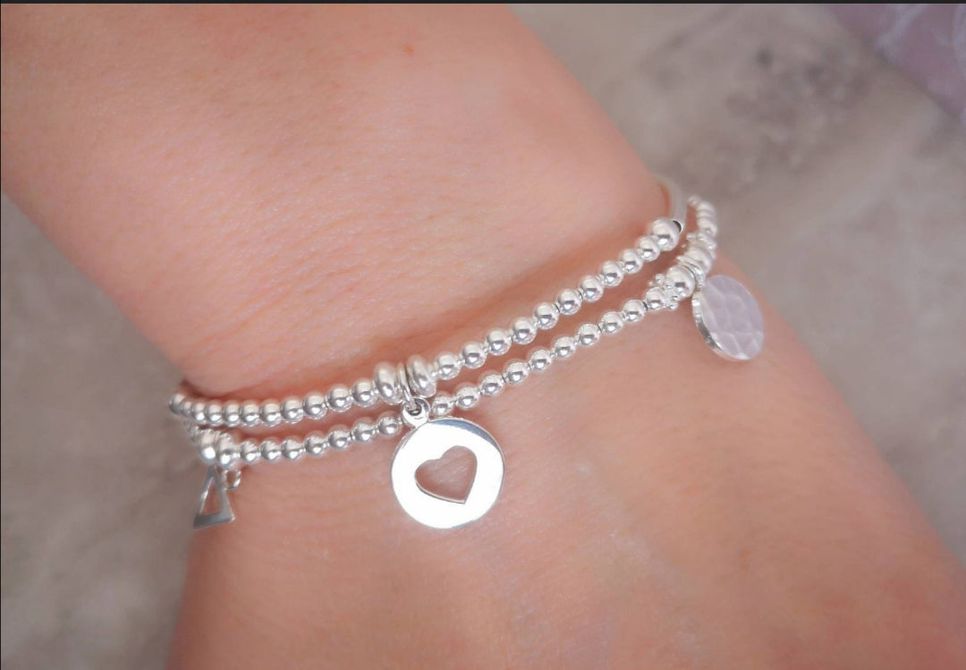 Sterling Silver Charm Bracelet Set With Love Jewellery UK