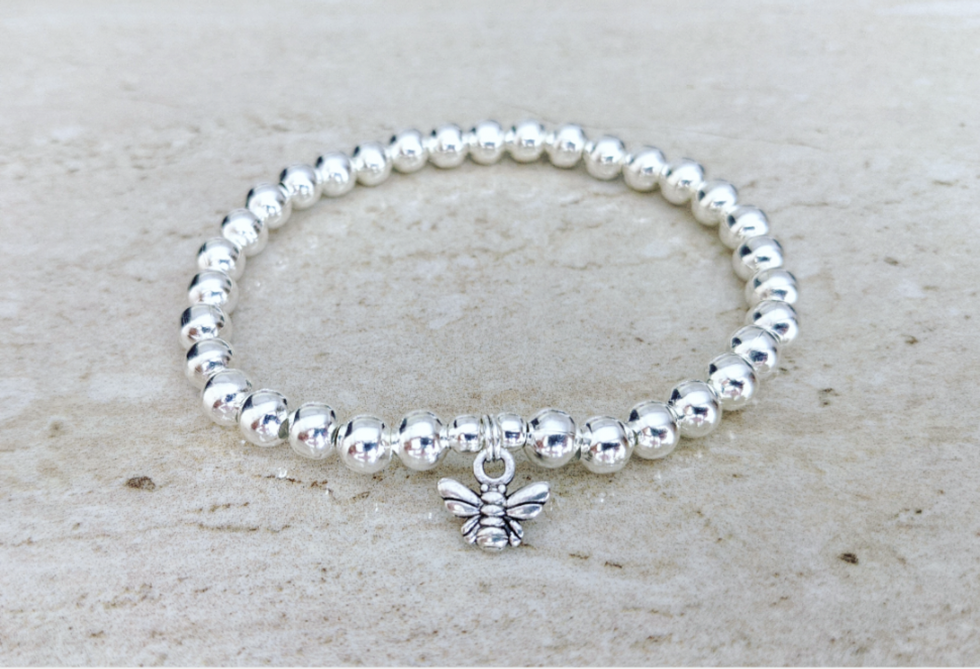 Silver Bee Stretch Bracelet - With Love Jewellery UK