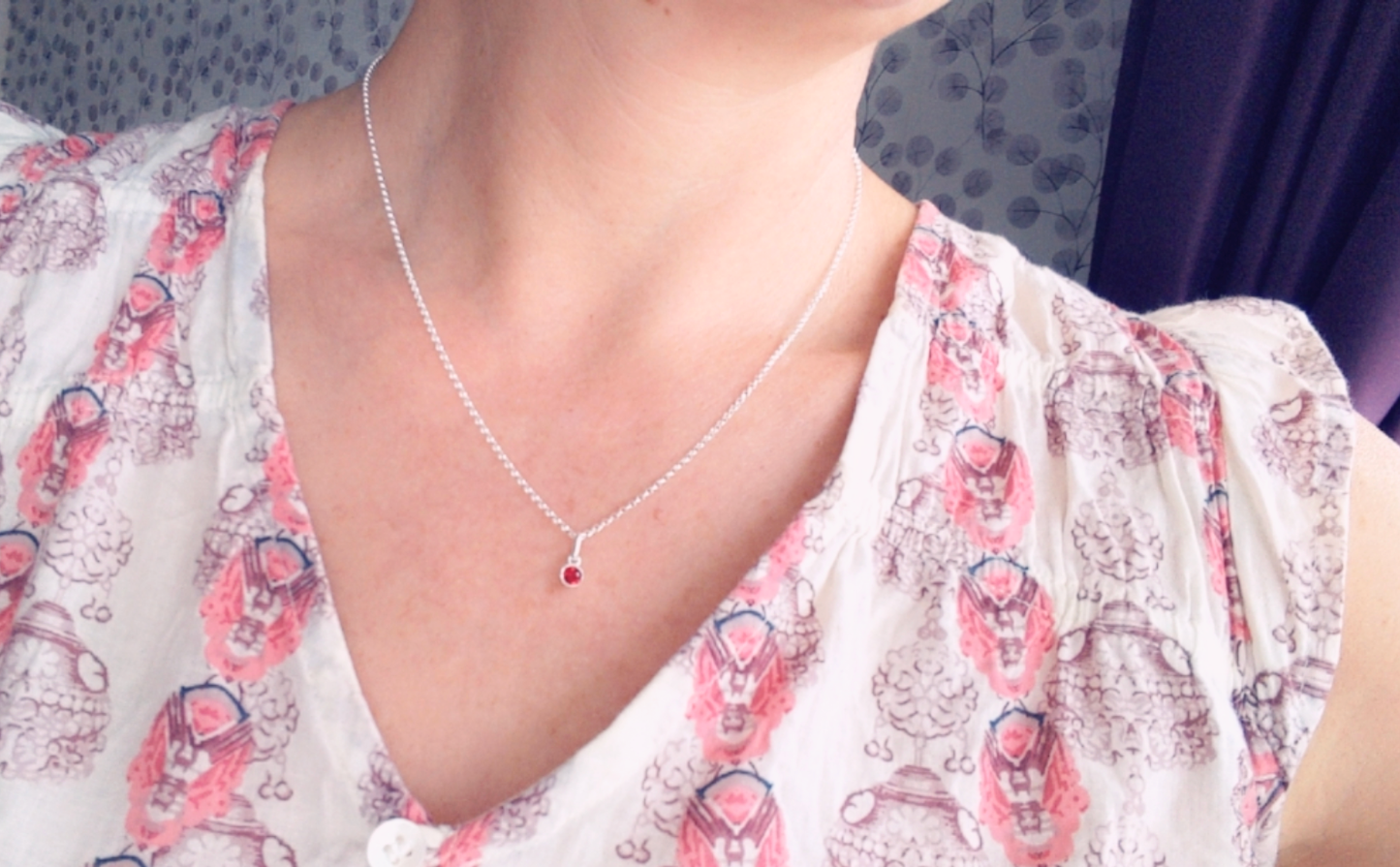 January Birthday Necklace (Garnet) - With Love Jewellery UK